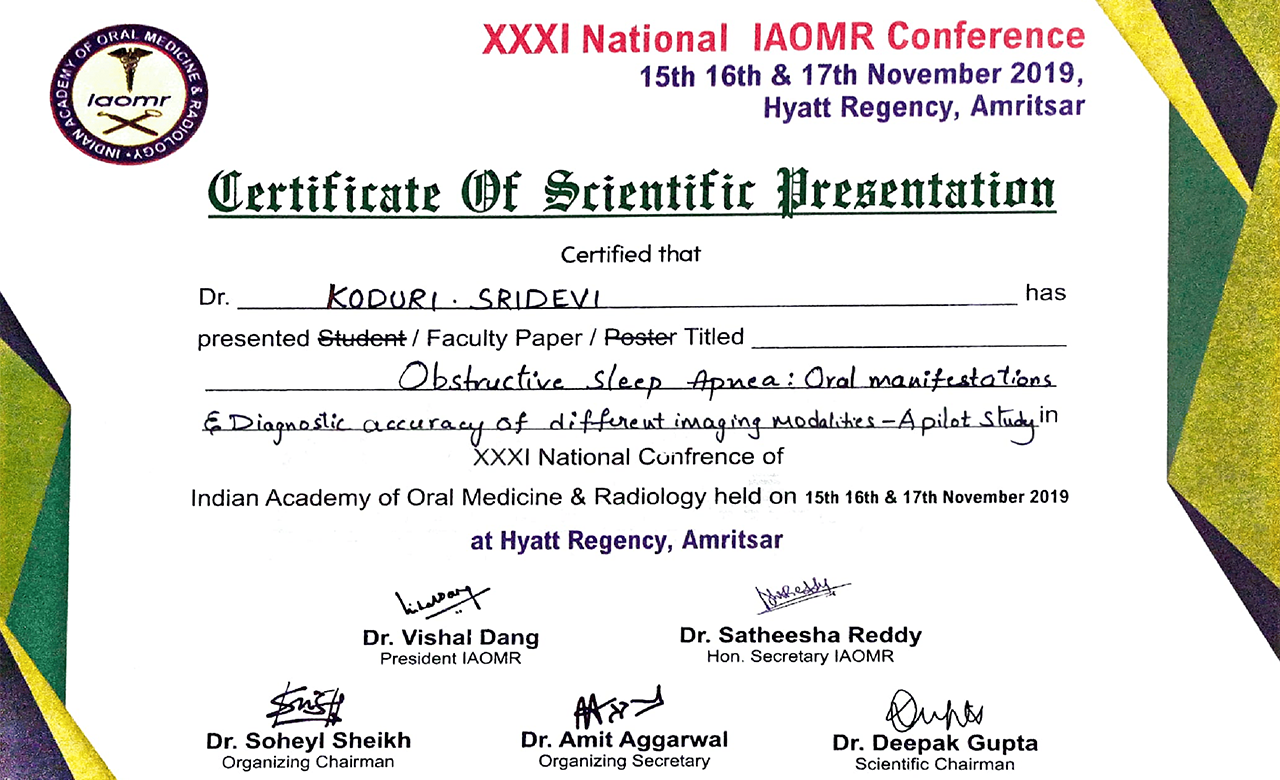 Scientific Paper Presentation at National Conference 2019-Amritsar