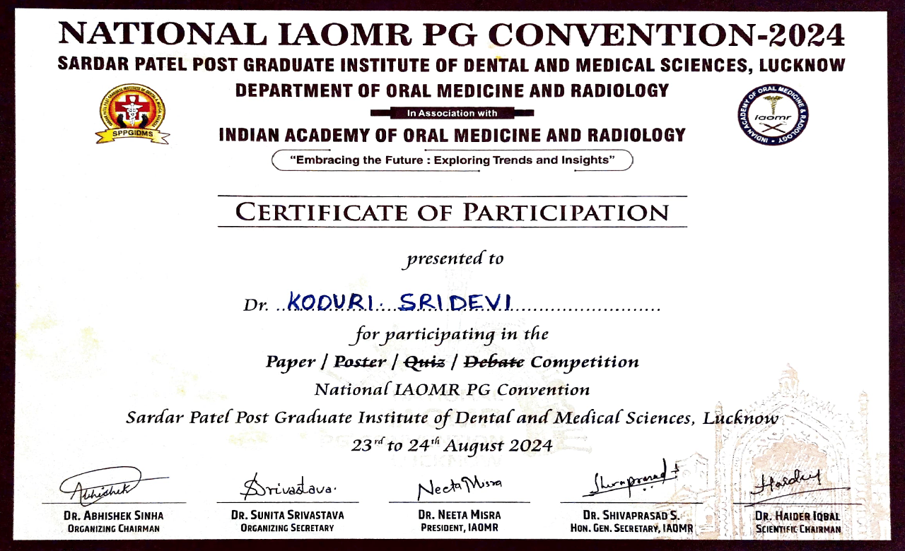 Scientific Paper Presentation at Pg Convention Lucknow-2024